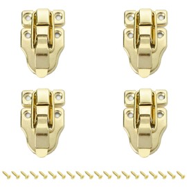 4pcs Toggle Catch Latch Clasp,Antique Vintage Buckle Lock with Screw,Box Latch,for Packaging Box,Gift Box Plate Buckle Locks Yellow 40 * 62mm