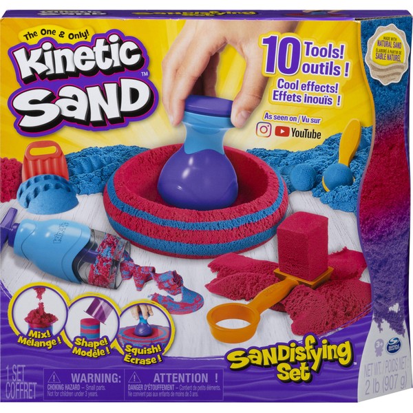 Kinetic Sand, Sandisfying Set with 2lbs of Sand and 10 Tools, for Kids Aged 3 and up