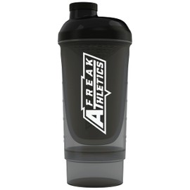 Protein Shaker Bottle with Storage 500ml - Shaker for Protein Shakes (Black Transparent)