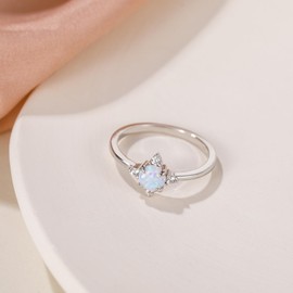 Titaniumcentral Women's Narrow 14K Gold-Plated Opal Ring Cubic Zirconia Dainty Engagement Rings Wedding Rings Promise Rings, stone, Created Opal