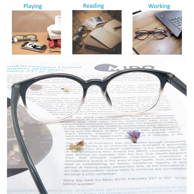 OLOMEE Reading Glasses for Women Cute Round Readers +4.50 for
