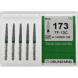 Osung 173TF-13C Dental Diamond Burs, Taper Flat End Shape, Coarse Grit Multi-Use, (Pack of 5)
