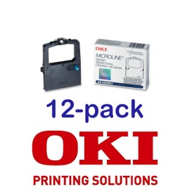 Value Pack of 12 Okidata Black Nylon Ribbon for Microline 320/321 Printers -5/6-Inch x 2 Yards