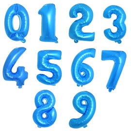 WedDecor 16 Inch Foil Balloons Number 5, Self-Sealing Foil Balloons, Self-Inflating Number Balloons for Birthday Parties, New Year Decorations, Anniversaries, Party Supplies, Blue