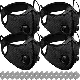 Threlaco 4 Pcs Dust Mask Breathable Reusable Respirator Mask with Filters Adjustable Anti Dust Face Cover with 16 Activated Carbon Filters Concrete Dust Mask for Woodworking Construction