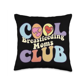 Nursing Moms Gifts Motherhood Life Shirts Cool Breastfeeding Club Breast Milk Awareness New Mom Throw Pillow, 16x16, Multicolor