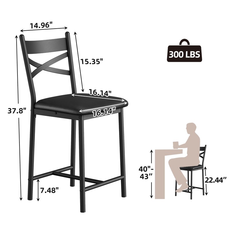 IDEALHOUSE Bar Stools Set of 4, Upholstered Bar Chairs with