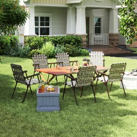 Giantex 6-Pack Lightweight Folding Camping Chairs, 330 LBS Beach Chairs with Armrests, No Assembly Needed, Portable Webbed Lawn Chair for Picnic, Fishing, Patio, Yard, Outdoor Events, Brown