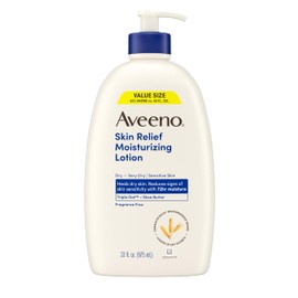 Aveeno Skin Relief Moisturizing Lotion Heals Very Dry, Sensitive Skin, Fast-Absorbing Body Lotion with Triple Oat & Shea Butter, Fragrance Free, Non-Comedogenic, Value Size, 33 fl. oz