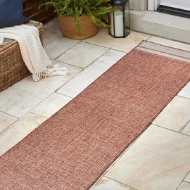 JONATHAN Y TSN213B-28 Alda Modern Minimalist Mingled Solid Salmon/Cream 2 ft. x 8 ft. Indoor/Outdoor Runner Rug, Easy Cleaning, Non Shedding, Perfect for Patio, Backyard, Porch