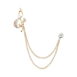 Rhinestone Music Note Brooch Lapel Pin for Women Men Musical Gifts Hanging Chain Collar Brooch Pins for Suits Hat Scarf Dress Accessories Gold Music Brooches for Girls