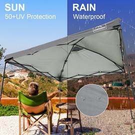 KAMPKEEPER Replacement Top Pop Up Canopy Tent Cover Roof with Air Vent and Adjustable Elastic Strap, Polyester UV Waterproof for Outdoor Garden Patio Sun Shade(Top Only) (Dark Grey, 10x10FT)