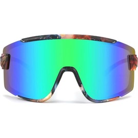 FEISEDY Cycling Glasses Men Women Sport Sunglasses 80s ski Goggles Driving Fishing Biking Sunglasses UV Protection B2944 - Color: 006 Brown Prin, Lens Width: 168 Millimeters