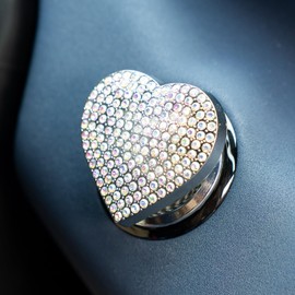 Rislobx Bling Heart Car Engine Start Button Cover, Crystal Anti Scratch Protective Cover for Push Start Button, Bling Ignition Button Decor Car Interior Accessories for Women （Colorful)