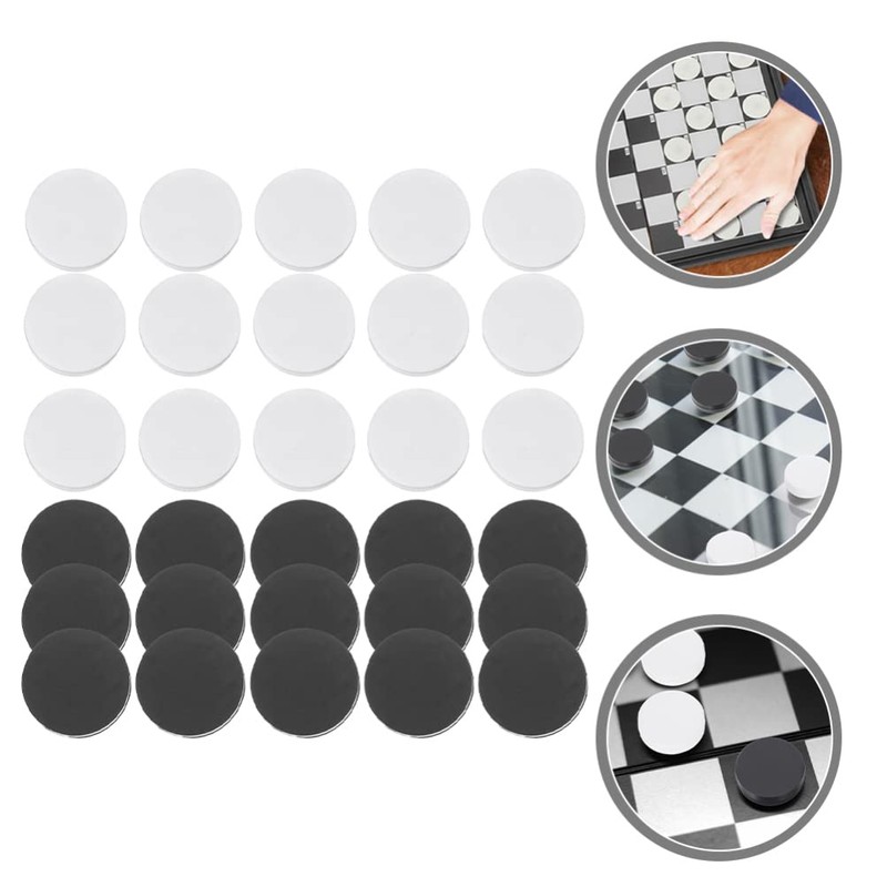 Backgammon Game Pieces Replacement: 30pcs Black White Backgammon Checkers for