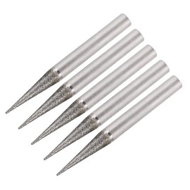 sourcing map Diamond Burrs Bits Grinding Drill Carving Rotary Tool for Glass Stone Ceramic 120 Grit 1/4" Shank 6mm Pointed 5 Pcs