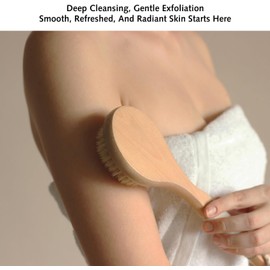 Rückenbürste, Trockenbürste, Körperbürste, weiche Naturmähne, für Peeling/Lymphdrainage/Stimulierung der Blutzirkulation und Beschleunigung des Stoffwechsels