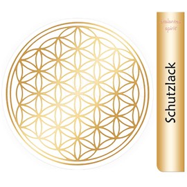 Flower of Life Sticker 9 cm with Protective Varnish Transparent Film (10, Gold)