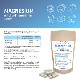 Magnesium Malate and Citrate, Vitamin B6 and L-Threonine, 360 Capsules, 3 x Monthly Support, Support Energy Production at the Cellular Level and Promotes Muscle and Nerve Function, Vegan