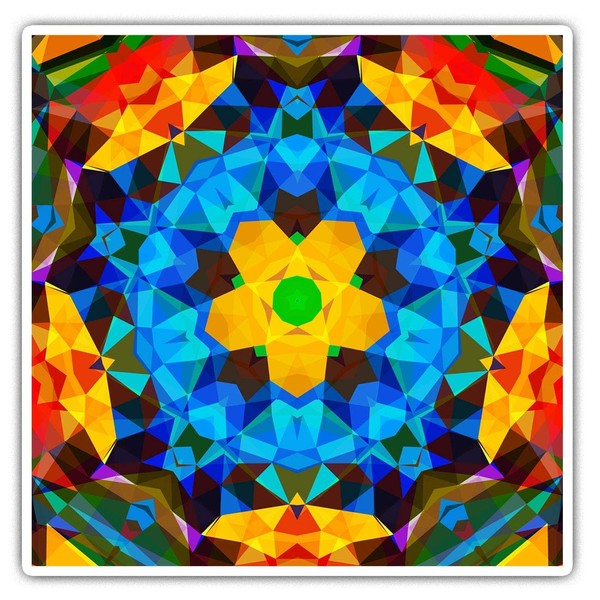 Square Stickers (Set of 2) 10cm - Fun Geometric Mosaic