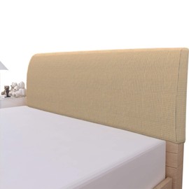 Easy-Going Stretch Bed Headboard Cover,Small Square Jacquard Headboard Slipcover, Dustproof Bed Head Cover for Bedroom (King,Sand)