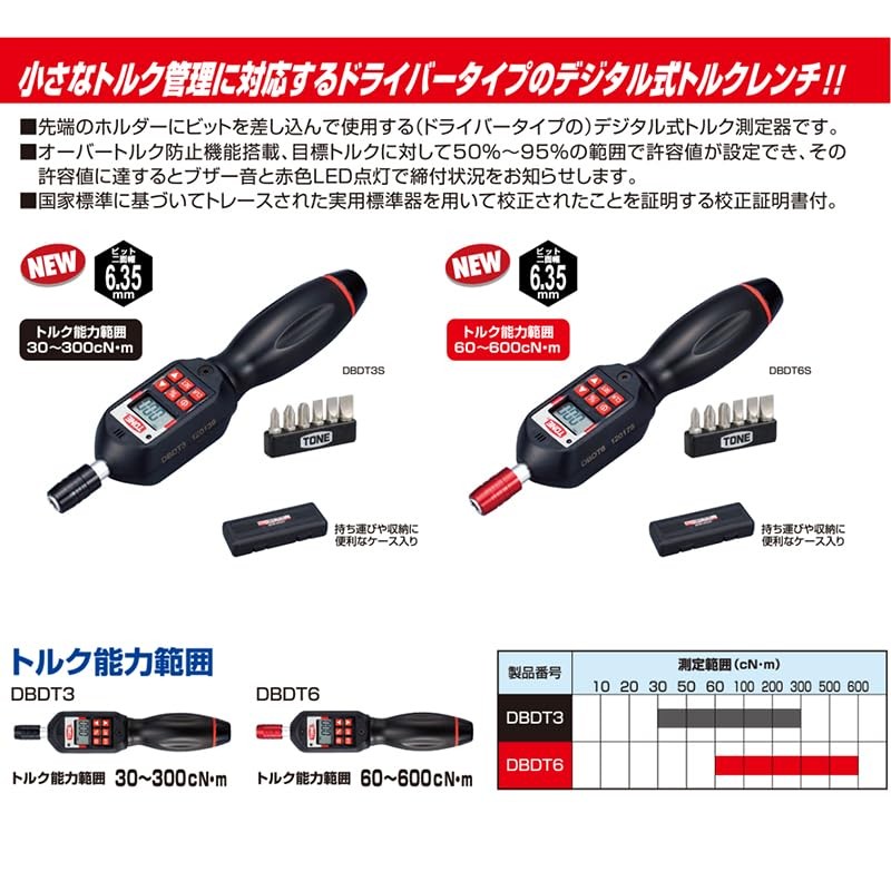 TONE DBDT3S Driver Digitork Set, Bit Insert, Black, 300cN/m