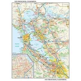 San Francisco, California Wall Map, Small - 11.25" x 14.5" Laminated