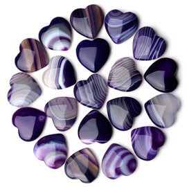 GUJOXILA Purple Agate Heart Made of Stone Natural Stone Healing Crystals Gemstones Polished Hand Carved Meditation Chakra Reiki Therapy Energy Balancing Lucky Gift 20 mm Pack of 20