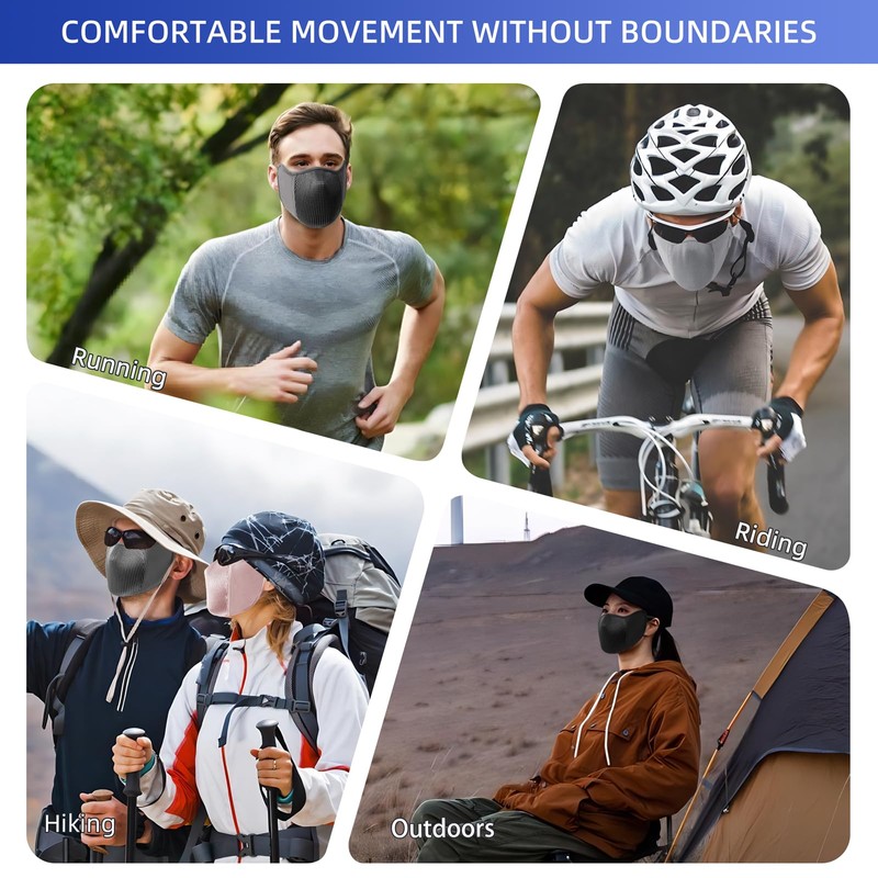 2 Pieces Breathable Sport Face Mask Washable Windproof Sun Protection