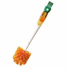 THJOPOKEEL Cepillo Multifuncional 5 en 1 para Limpieza de Botellas, Biberones y Popotes - Incluye Cepillo para Leche y Paja(Naranja)