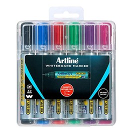 Artline 577, 157746HC, Whiteboard Markers in Hard Case, Bullet Nib, 2mm, Assorted, 6 Pack