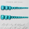 NICENEEDED 24 PCS Blue Press on Toenails, Short Sqaure Shiny