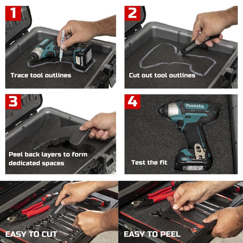 ONREVA Tool Box Foam 2Pack 48x24x2 inch, Foam Inserts for
