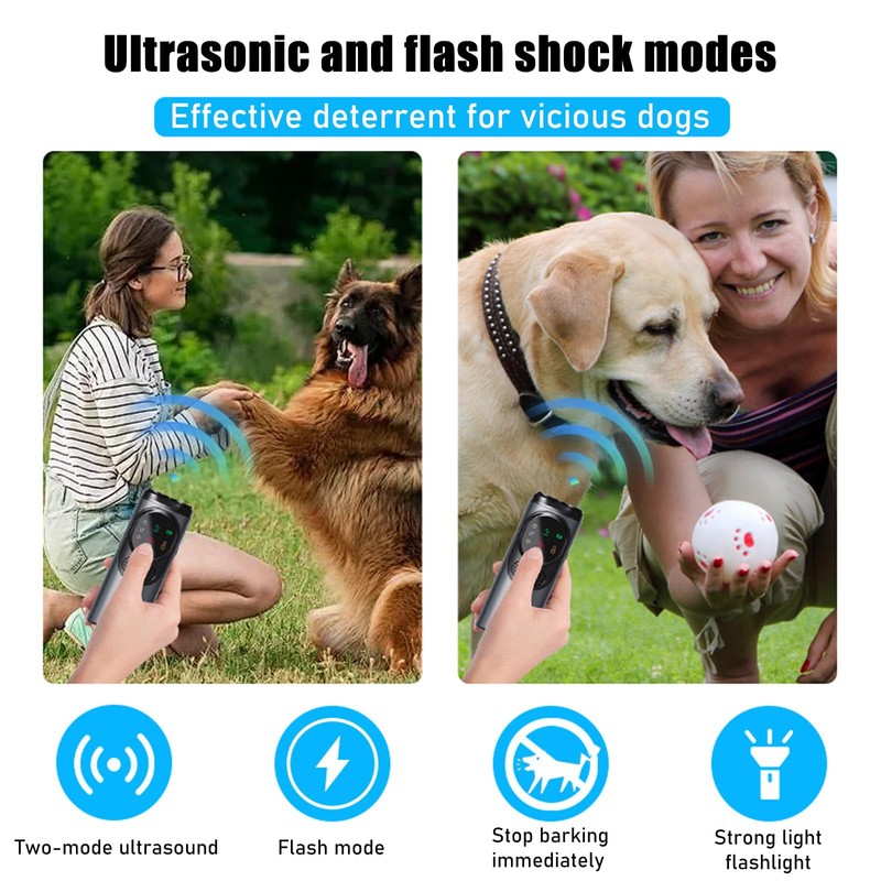 VIVK Dog Bark Deterrent Devices, 3X Sonic Emitters with 60FT