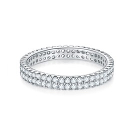 MINDDHA 14K Gold Plated Rings- Simulated Diamond Stackable Eternity Bands/Silver Rings, Gold Rings for Women/Stacking Rings for Oura Gen 4/Gen 3 | 3mm Band Size 4-12, 10, Metal, Cubic Zirconia