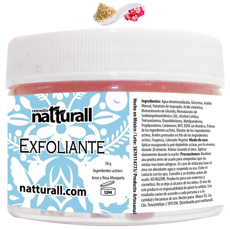 Exfoliante de rosa mosqueta y arroz 50 g Remedio Natturall