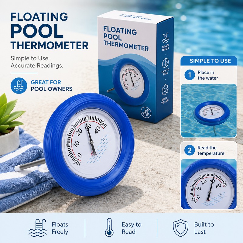 Floating Pool Thermometer for Indoor & Outdoor Use – Large-Dial
