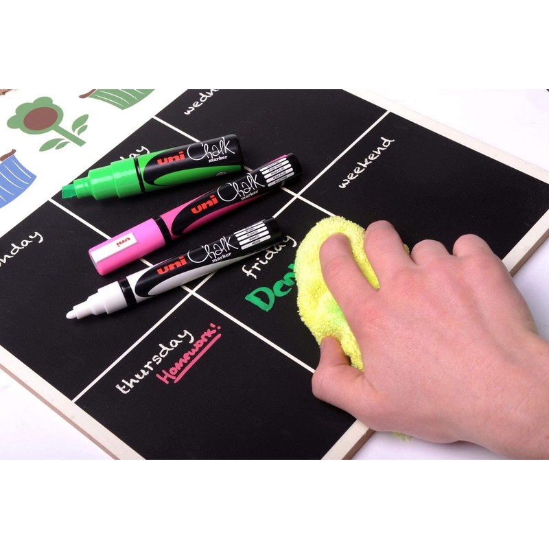 UNI CHALK PWE-8K RED MARKER CHISEL TIP (8.0mm BX 6)