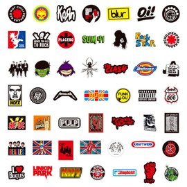 Rock Band Stickers, Pack of 100 Rock Band Punk Stickers, Classic Rock Sticker Pack, Cool Metal Punk Music Stickers, Music Bomb Stickers Pack, for Guitar, Laptop, Skateboard, Suitcase, Helmet,