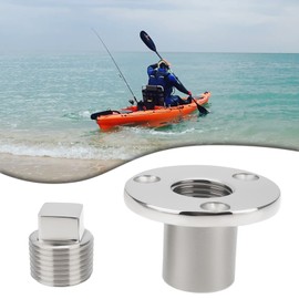 Briny River 2pcs 316 Stainless Steel Boat Drain Plug with Screws Vent Connector Suitable for 1 Inch Hole Stern Plate Fish Well Freezer Yacht