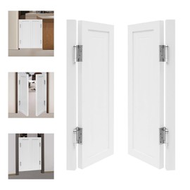 BEACCOSS Solid Wood Interior Swing Door with Metal Hinges - Swinging Cafe Doors for Kitchen, Stairs, Bedroom Entrance & Partition (White, 27.56"X35.43")