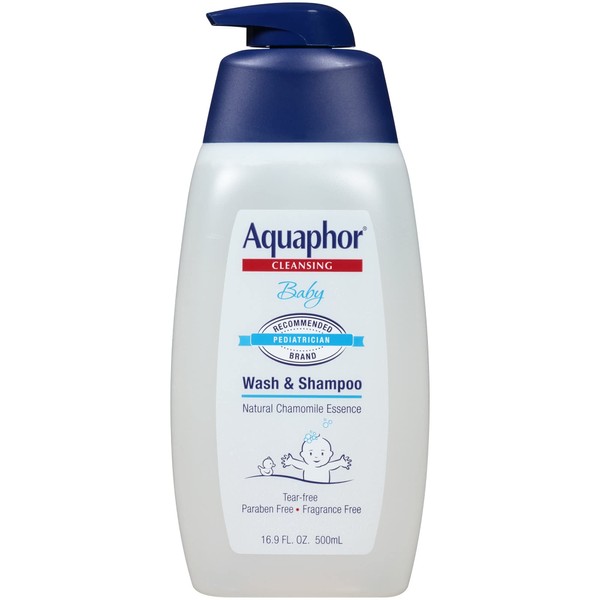 Aquaphor Baby Cleansing Wash And Shampoo 16 Ounce Pump (500ml) (3 Pack)