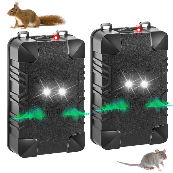 2 Pcs Under Hood Rodent Repeller with Strobe Light &
