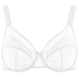 HSIA Enchante Floral Lace Plus Size Underwire Unlined Unpadded Minimizer Full Coverage Bra Women's Wear Comfortable Breathable Mesh Cup TikTokShopBacktoSchool:_White_40H