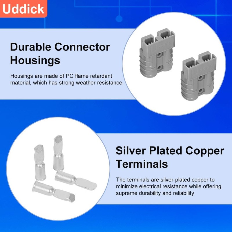 Uddick 120A Battery Quick Disconnect Connecteur with Dust Cover, 600V