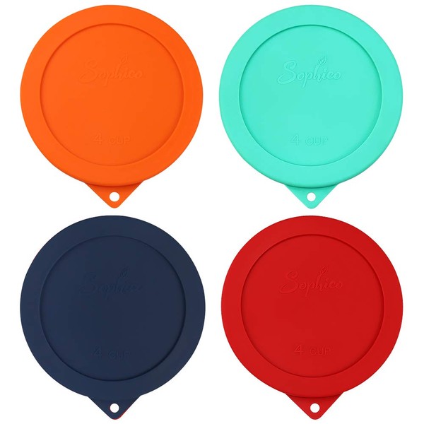 Sophico 4 Cup Round Silicone Storage Cover Lids Replacement for