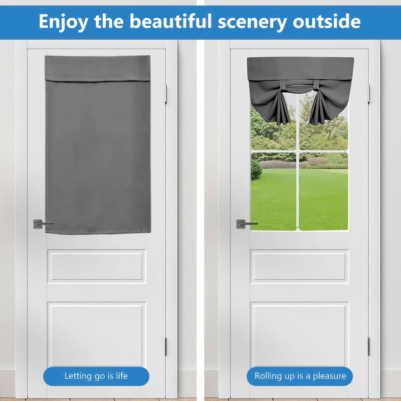 Zevrang Blackout Door Curtain, 26x40Inch French Tie Up Thermal No