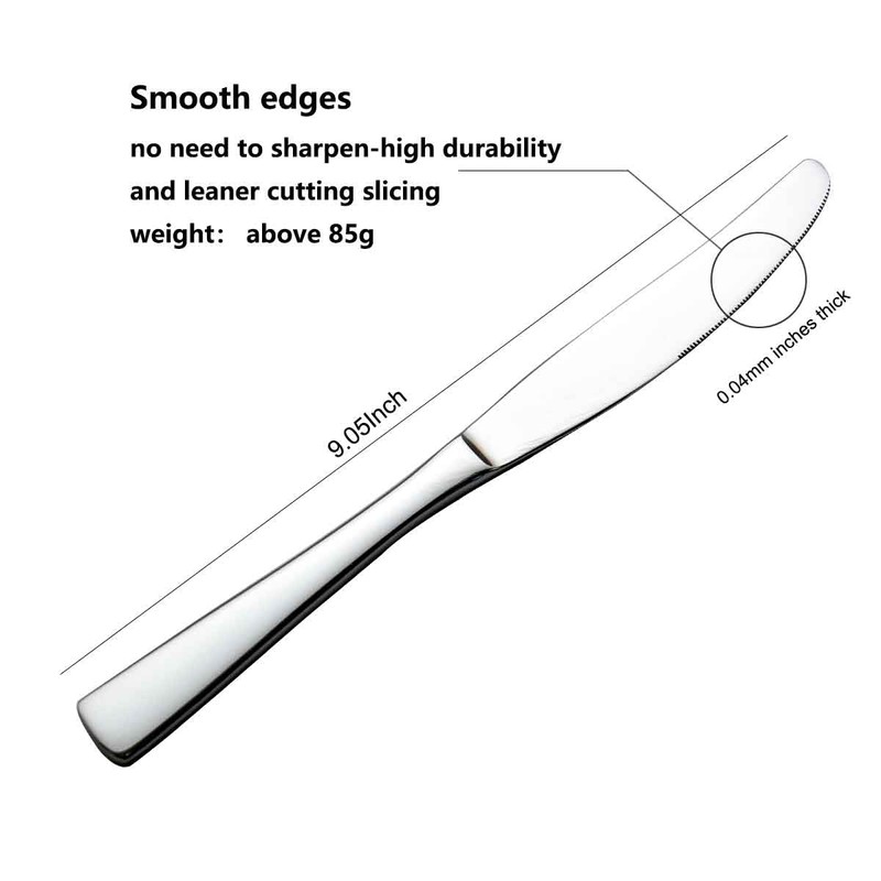 faderic 6 Pieces Dinner Knives set, 9 Inches Stainless Steel