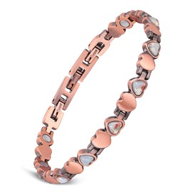 Feraco Pure Copper Bracelets for Women, Ultra Strength Magnetic Bracelet with 3800 Gauss Magnets & Natural Heliotrope, Adjustable Jewelry