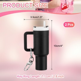 PATIKIL Mini Cup Keychain, 2 Pcs Lip Balm Holder Mini Tumbler Key Chains Cute Decor Keychain Charm for Backpack Handbag Purse, Black